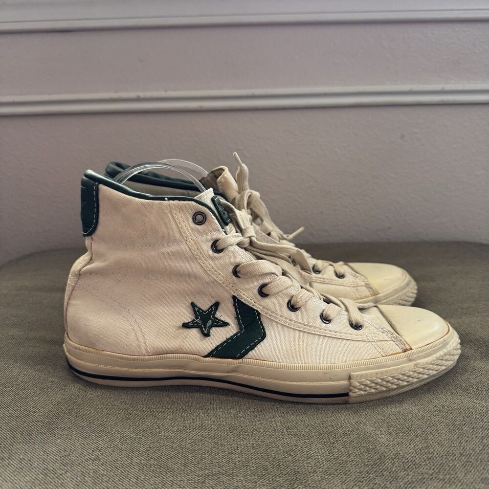 John Varvatos Converse Star Player Men 8 Women 10 Shoes Green Ivory Mid High Top